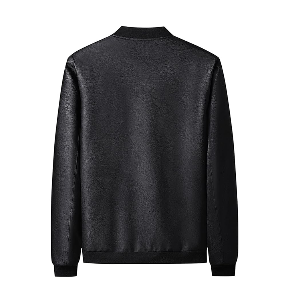 Amazon.com: Men's Stand Collar Leather Jacket Casual Slim