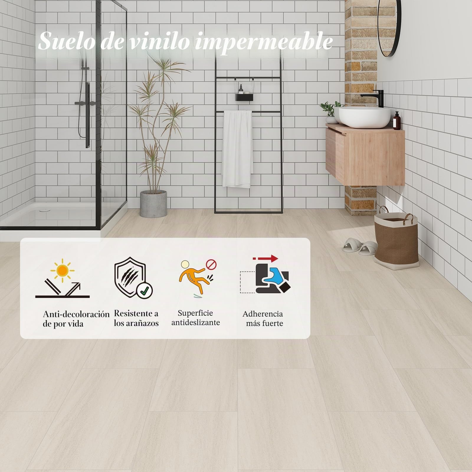 Mysflosy - Azulejos de suelo autoadhesivos, 61,0 cm x 30,5 cm Efecto piedra de vinilo impermeable, despegue y pegue para instalación DIY, Cubre 2,23 m²