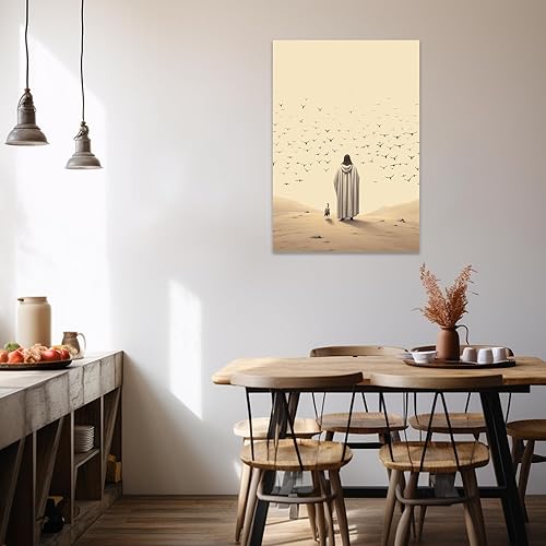 Vista 131 de Arte de pared de Jesús y el niño, póster minimalista bohemio cristiano, lienzo para pared, imagen abstracta de Jesús, arte cristiano religioso Jesús