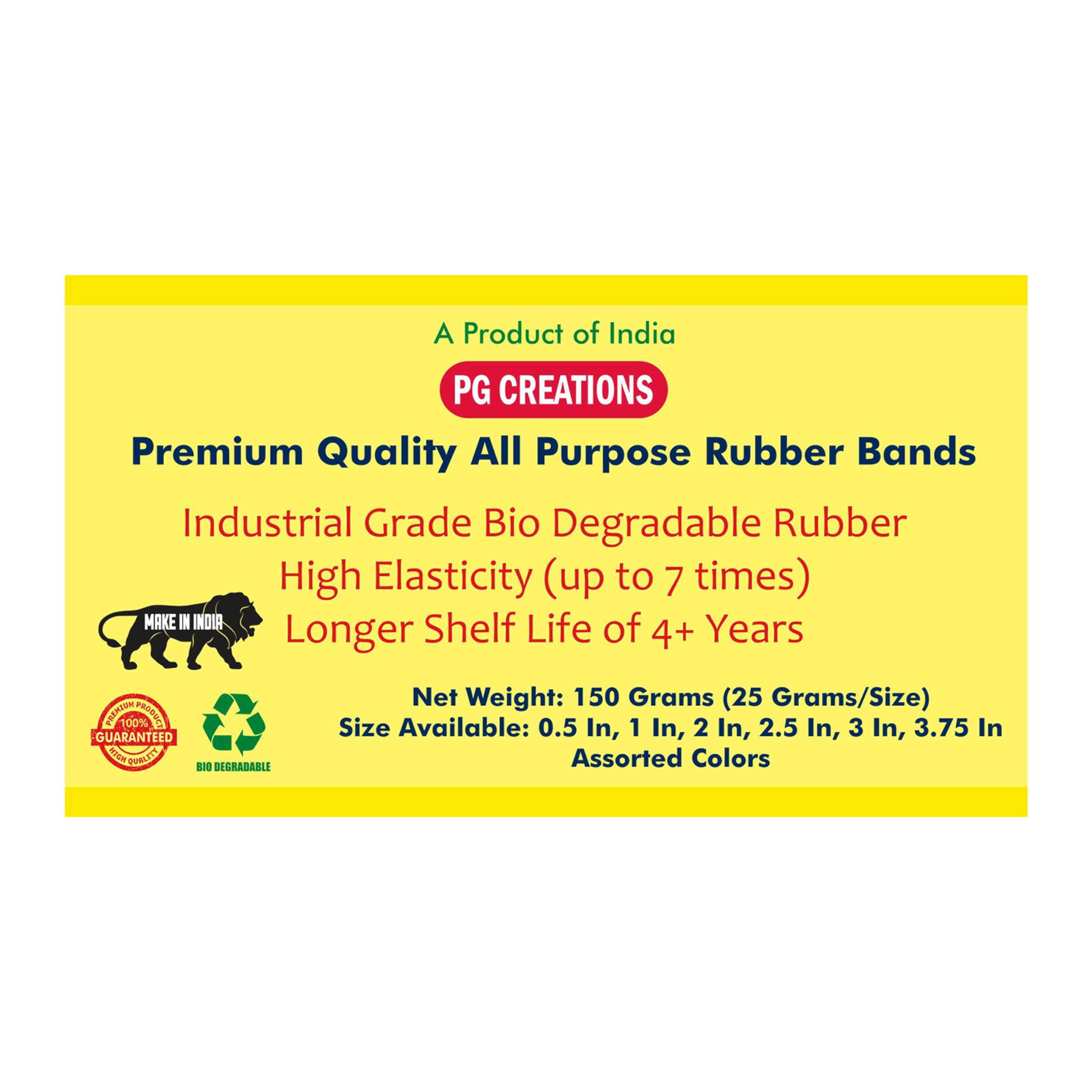 PG Creations 150 Grams, Rubber Bands with Storage Box, Assorted Sizes (0.5, 1, 1.5, 2, 3, 3.75 Inch) for Packing, Kitchen, Home & Office Use, Strong Durable Elastic Bands Set, Multicolour 2