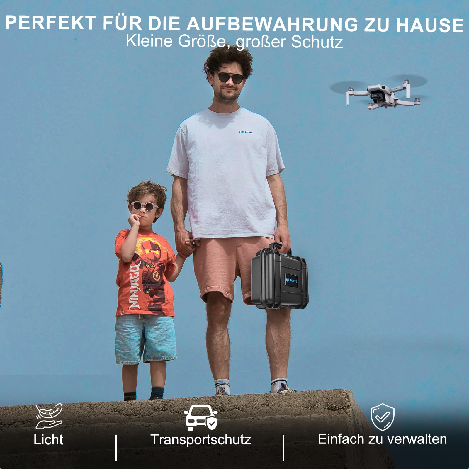 LEKUFEE Kompakte Tragbare wasserdichte Tragetasche Koffer für DJI mini 4K/Mini 2 SE Drohne und Zubehör (Nur Koffer)
