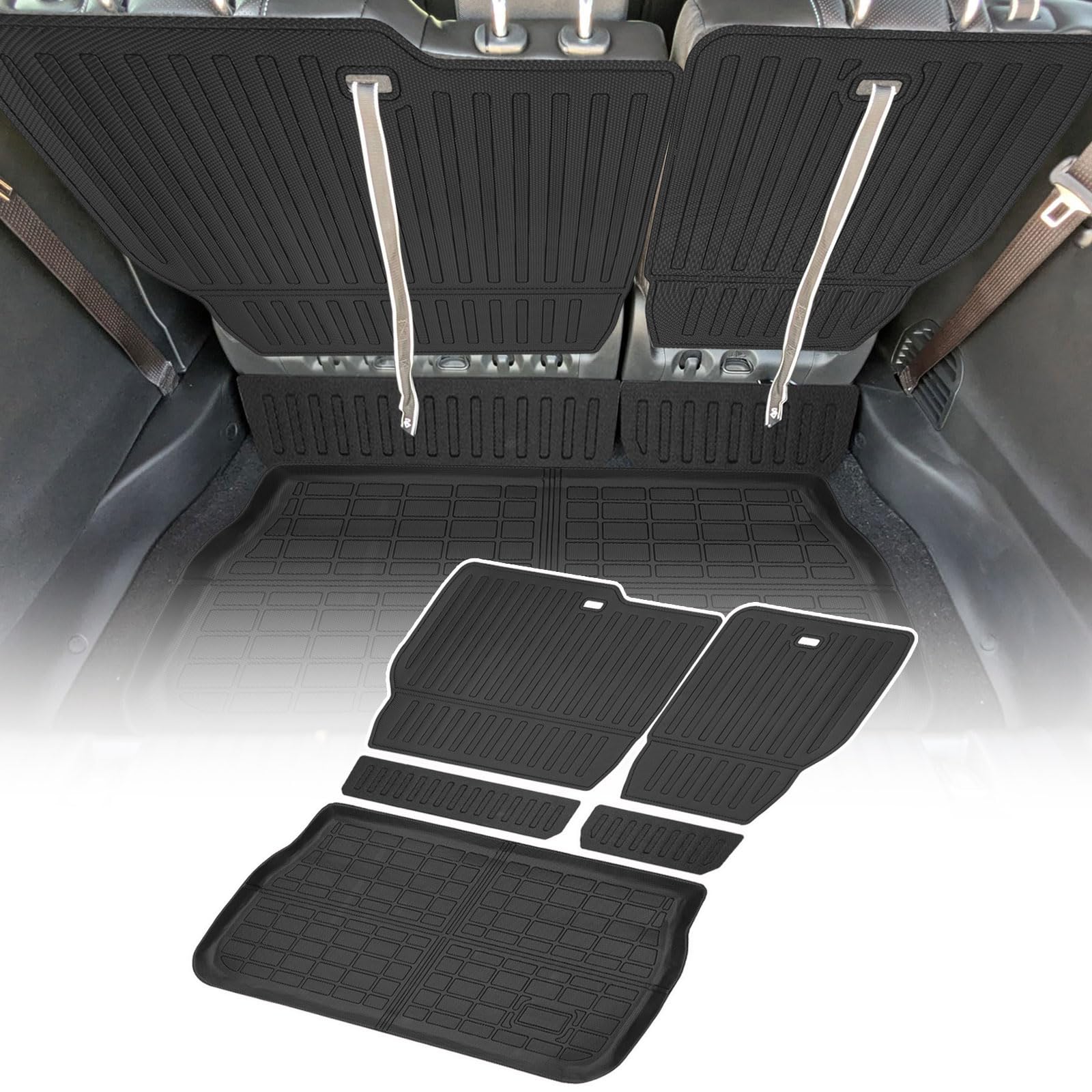 YEBOOCA Cargo Liner Compatible with 2017-2025 Chrysler Pacifica Trunk Mat Cargo Mat Back Seat Cover Protector(Backrest Mats+Trunk Mat)
