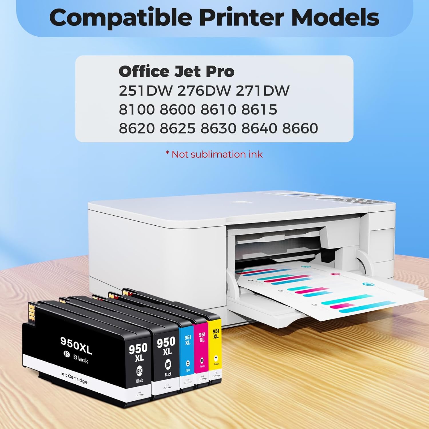 950XL 951XL Ink Cartridges 8600 8610 8100 High Yield Ink Compatible for HP 951 Ink Cartridges 950 XL 951 XL Works with Office Jet Pro 8600 8610 8615 8620 8625 8100 8630 8660 276DW 251DW, 4-Pack