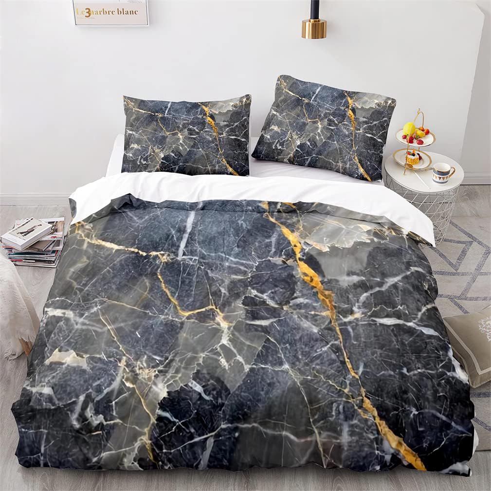 Tomifine Marble Bedding Set Marble Duvet Cover Set, Soft Microfiber