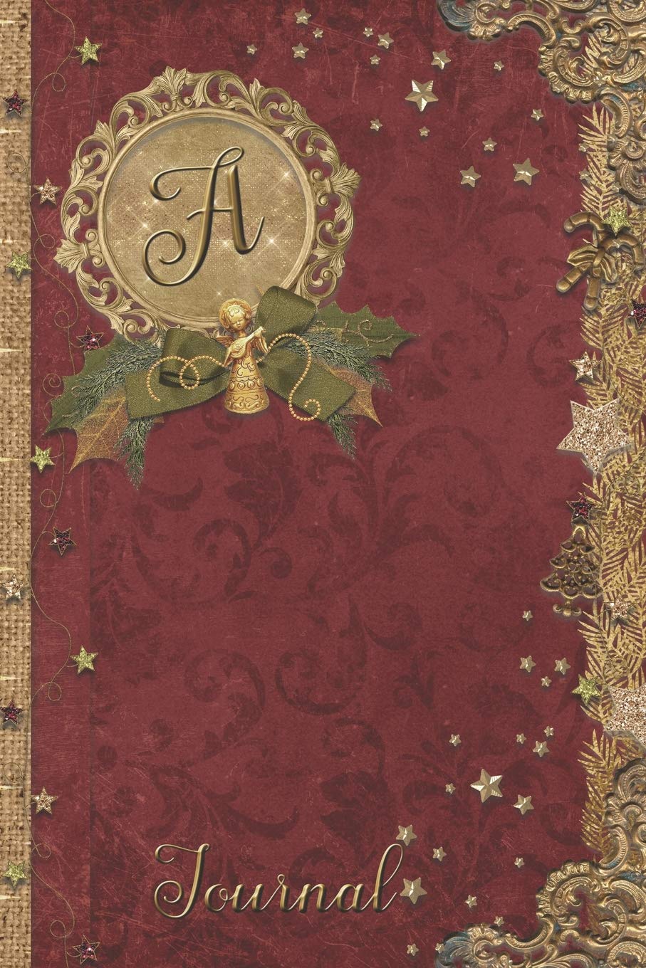 A Journal: Vintage Christmas Initial A Monogram Notebook: Journal Style Blank Lined Cream Paper Decorated Interior