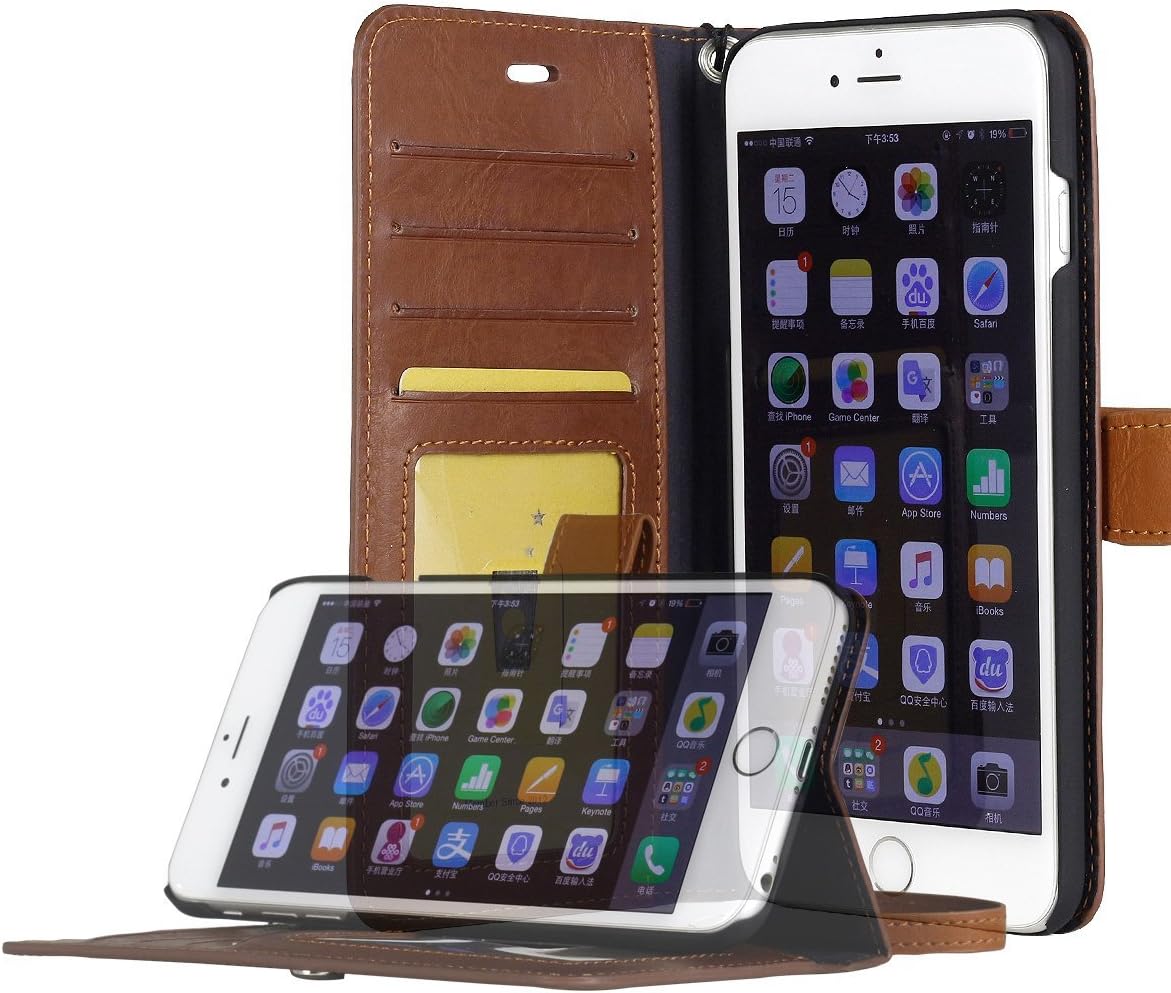 iPhone 6S Plus Case, [Wallet Case] AceAbove Stand Apple iPhone 6S Plus Case [Kickstand] Leather Cover with Credit Card ID Holders (Dark Brown) for Apple iPhone 6 Plus (2014) / iPhone 6S Plus (2015)