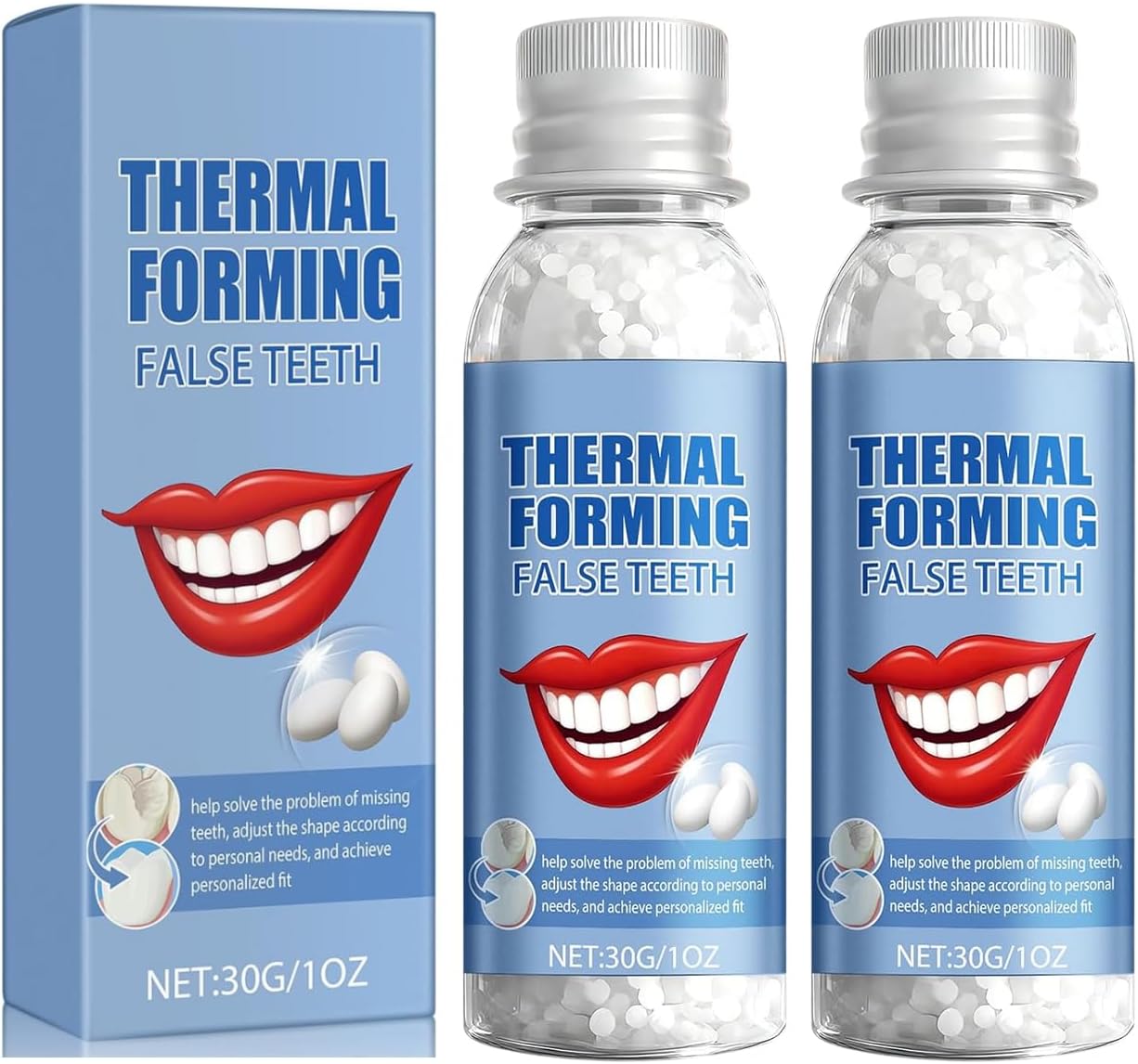 2 Pcs Temporary Tooth Filling Repair Kit, Secure Fit Tooth Repair Kit, Moldable Dental Repair Beads for Fixing Dislodged Crowns Missing or Broken Teeth