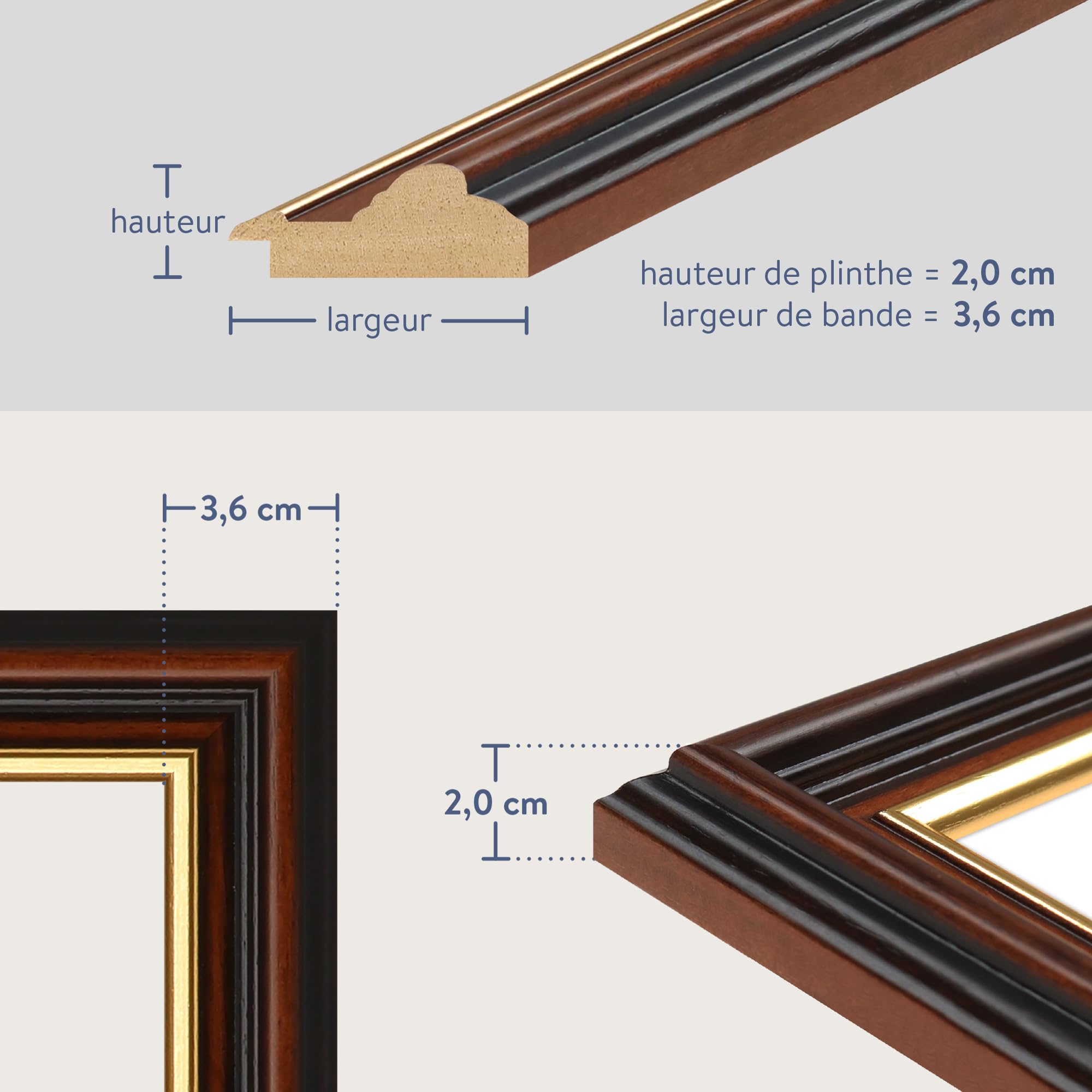 WANDStyle Cadre photo A3 bois, cadre diplome A3 marron, cadres photo pour certificats, cadres photos 30x42 cm vintage, encadrement tableau à suspendre, picture frame H015 - Made in Germany