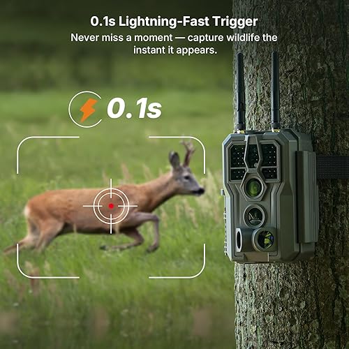 Miniatura 5 de GardePro E8 2.0 Trail Camera WiFi 64MP 4K Cámara de juego con antenas duales, visión nocturna sin brillo, activada por movimiento, control de