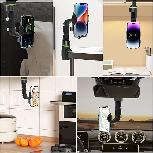 Miniatura 6 de Soporte de teléfono para espejo retrovisor para automóvil, soporte giratorio y retráctil de 360 para teléfono de automóvil, soporte universal