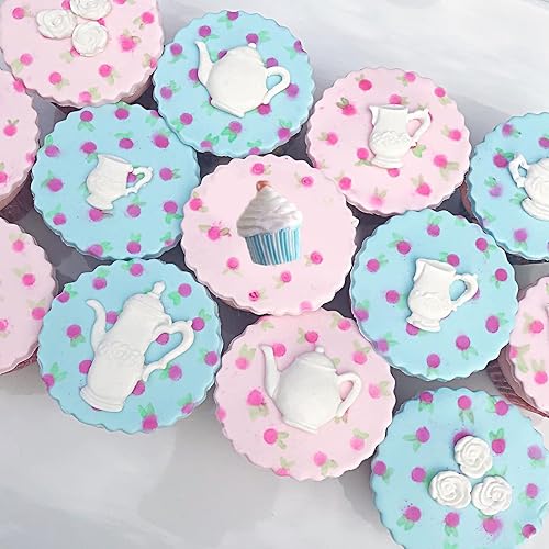 Miniatura 7 de Moldes de silicona para fiesta de té, 2 unidades, molde de fondant de chocolate para decoración de pasteles, azúcar de caramelo, decoración de