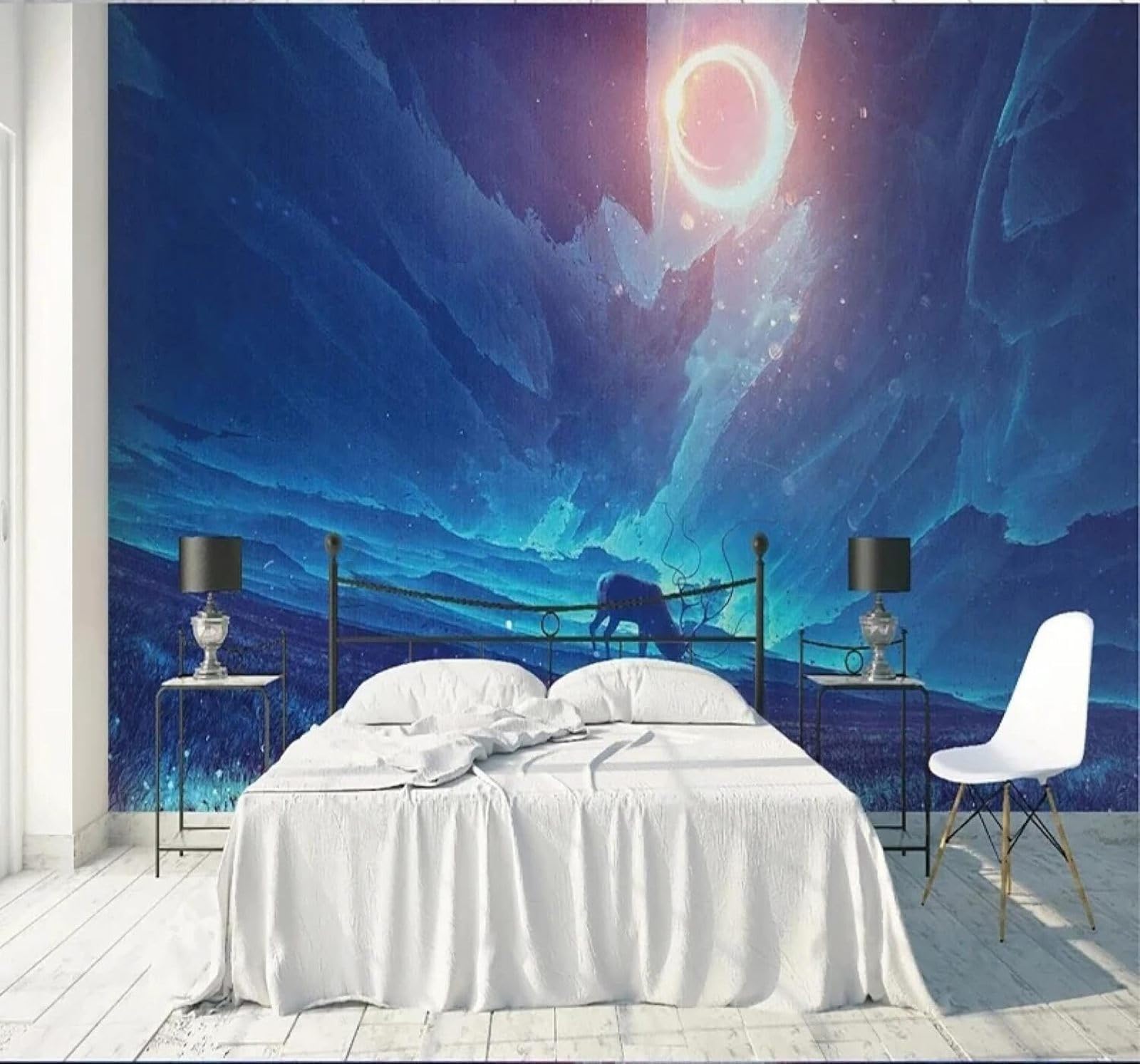 XLMING Creative Romantic Aesthetic Aurora Reindeer 3D Wallpaper Luxury Home Dining Decor Paste Sofa Living Room The Wall for Bedroom Mural-300cm×210cm