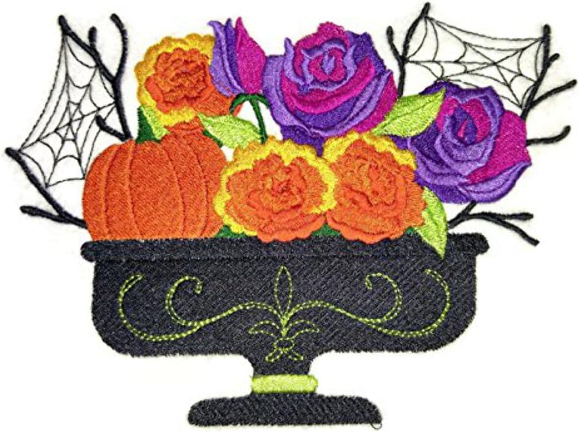 Custom and Unique Happy Halloween [ October Blooming Basket ]Embroidered Iron on/Sew Patch [6.75" * 4.87"] [Made in USA]