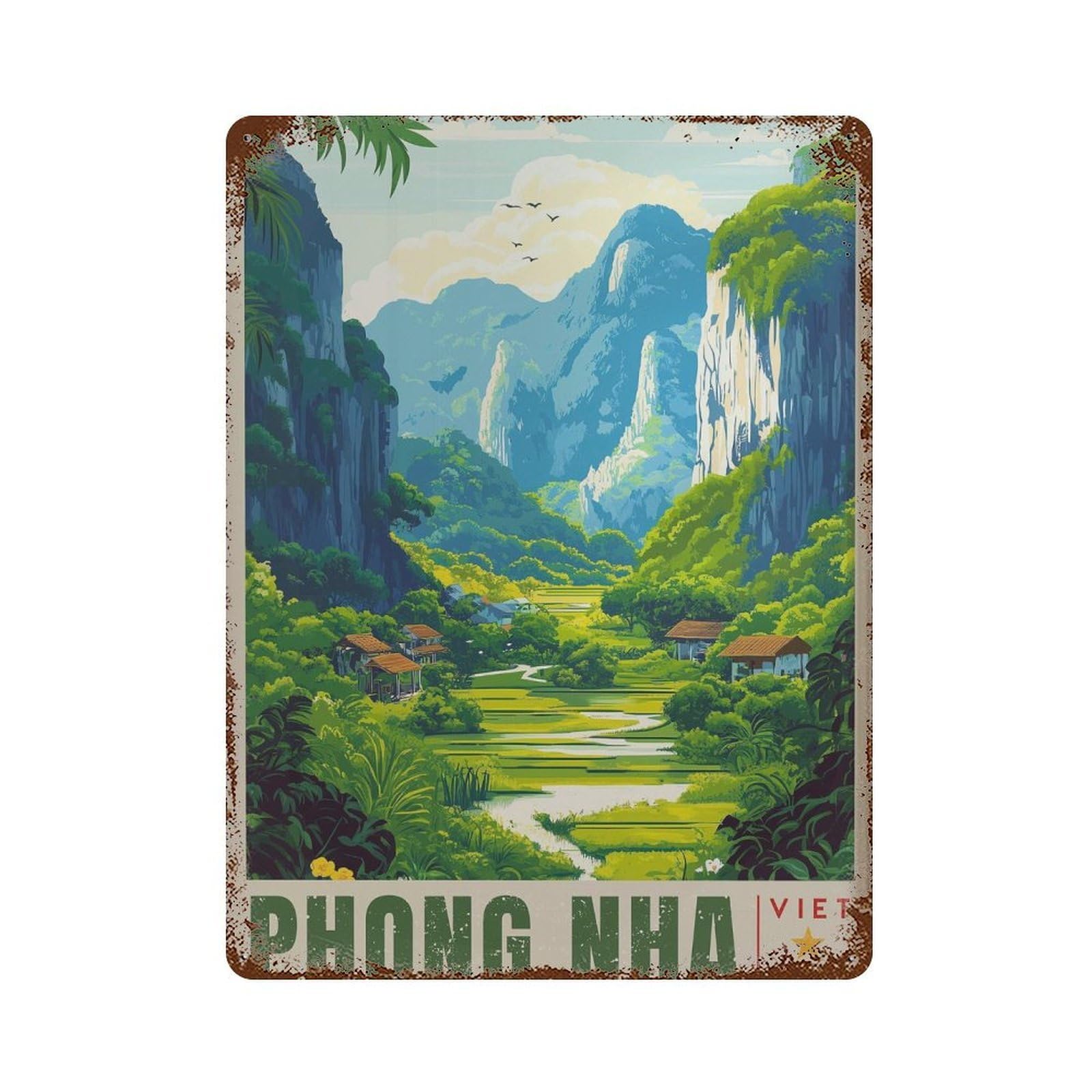 xiaoxiaoshen Phong Nha National Park Travel Vietnam Wall Decor Art Metal Tin Poster Modern Home Decor Art Home Bar Shop Decorations Vintage Sign 40x30cm