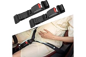 Car Seatbelt Adpater for Pregnant Women, Mommy Belly Protection Belt for Car (2Pcs Black)