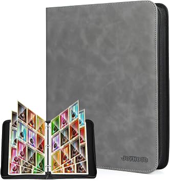JoyHood Trading Card Binder, Sport Card Collection Binder compatible with TCG/PM/MTG/OPCG/YGO Cards, Card Album Holder Hold Up to 900 Cards Slate, 9 Pockets