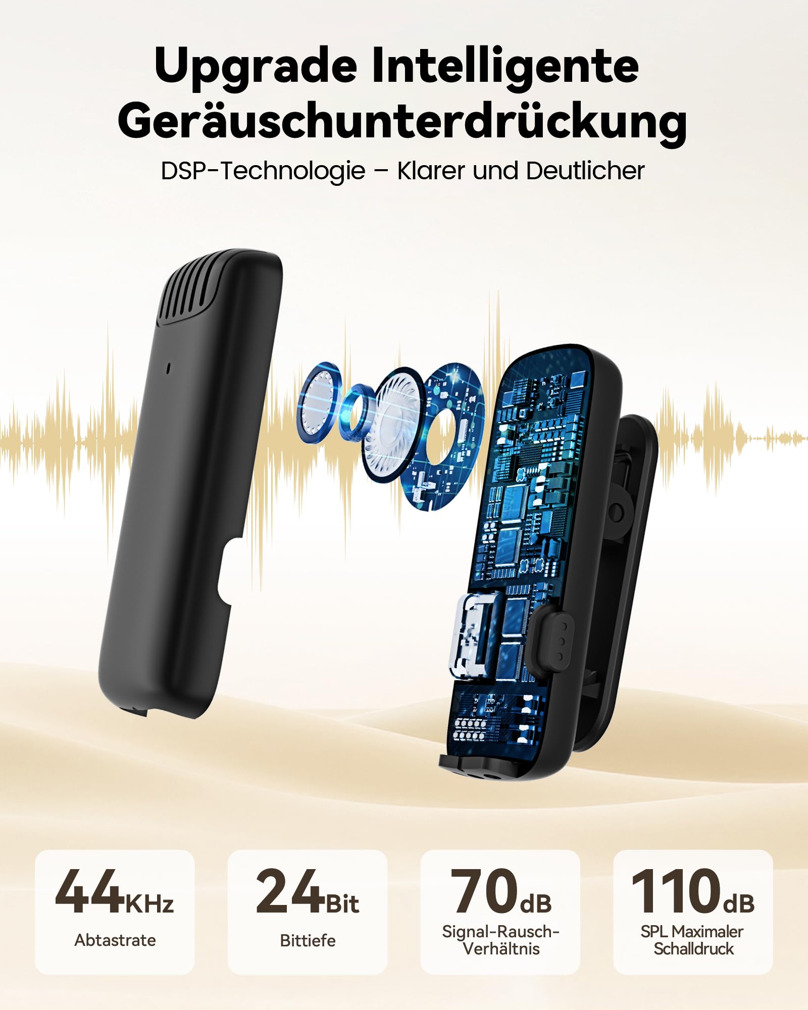 CZOCPOS Kabelloses Lavalier Mikrofon Wireless für iPhone/iPad/Android mit Ladebox, Geräuschunterdrückung, 36 Stunden Akkulaufzeit, Mini Mikrofon für iPhone für Video/YouTube/Vlogs