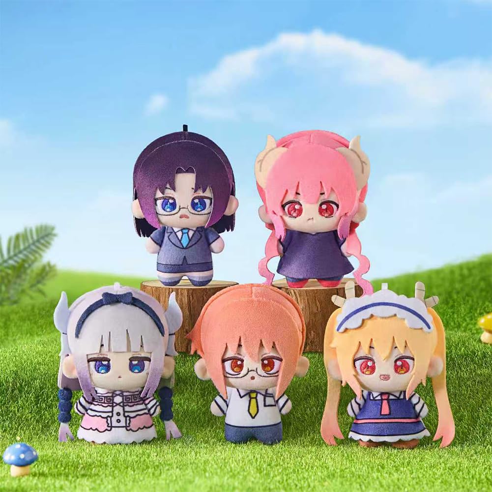 5 portachiavi in peluche Kanna Kamui a forma di anime Kobayashi Kanna/Tohr con ciondoli a forma di figure morbide, accessori per lo zaino da scuola, per divano, cuscino, decorazione, regali