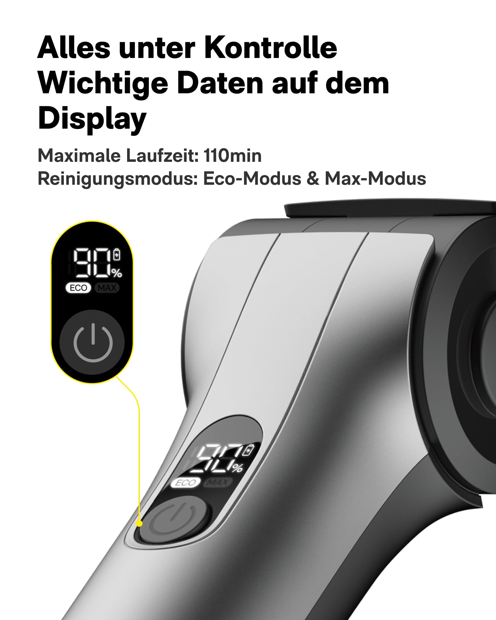 HOTO Flexi Elektrische Reinigungsbürste mit LED-Anzeige, Verstellbarer Winkel, IPX7, 8 Wechselbürstenköpfe