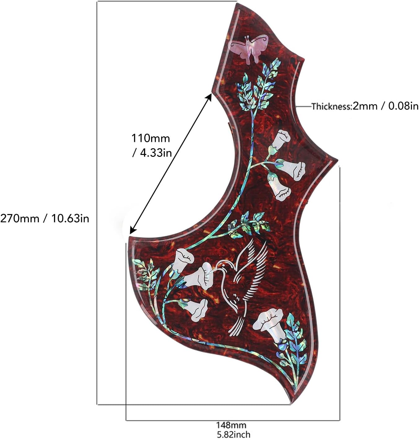 Hummingbird Guitar Pickguard Self Adhesive Scratch Proof Easy Install Acoustic Guitars Celluloid Crystal Resin Material