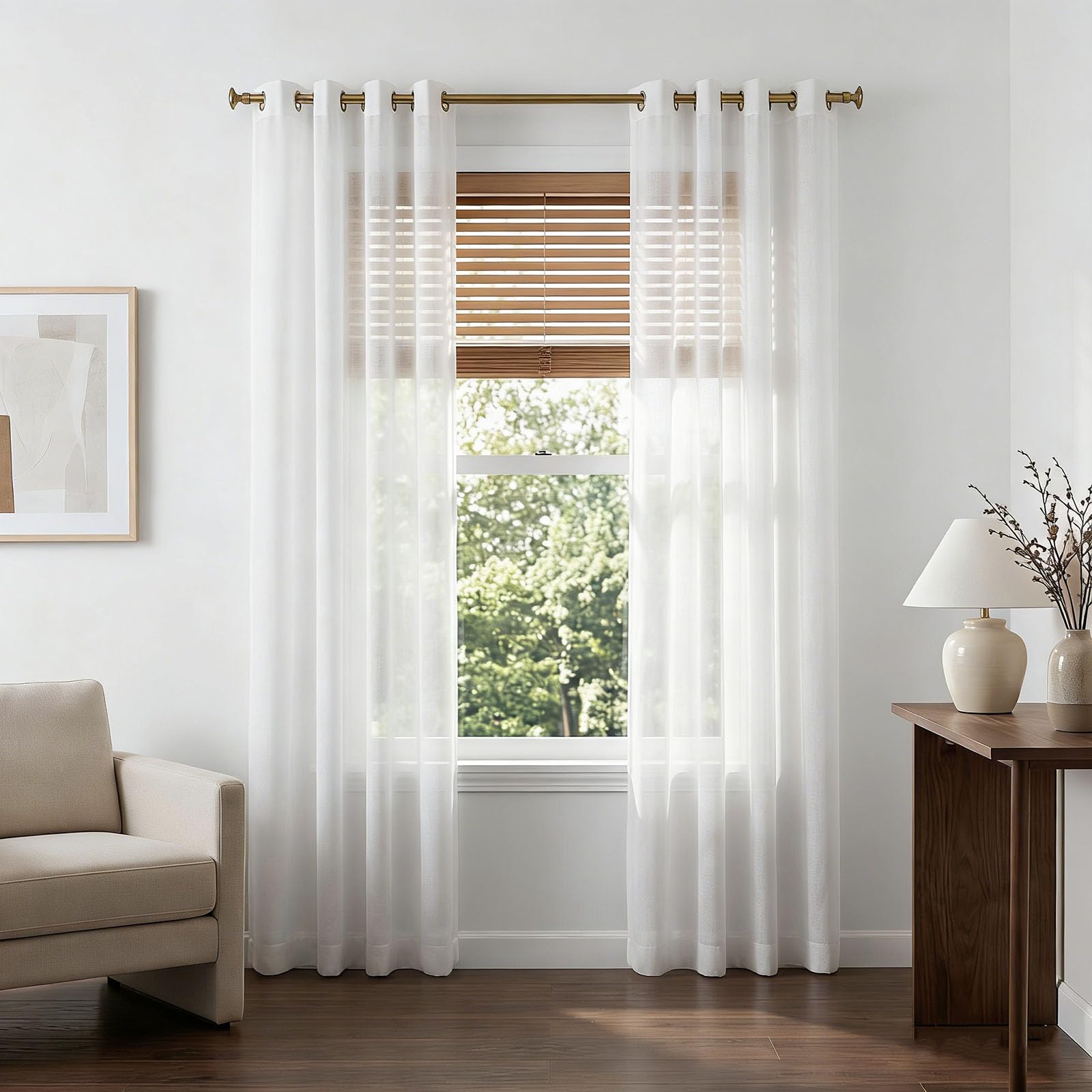 Voilage semi-transparent grand format 270x270 pour decoration maison et filtrage lumiere