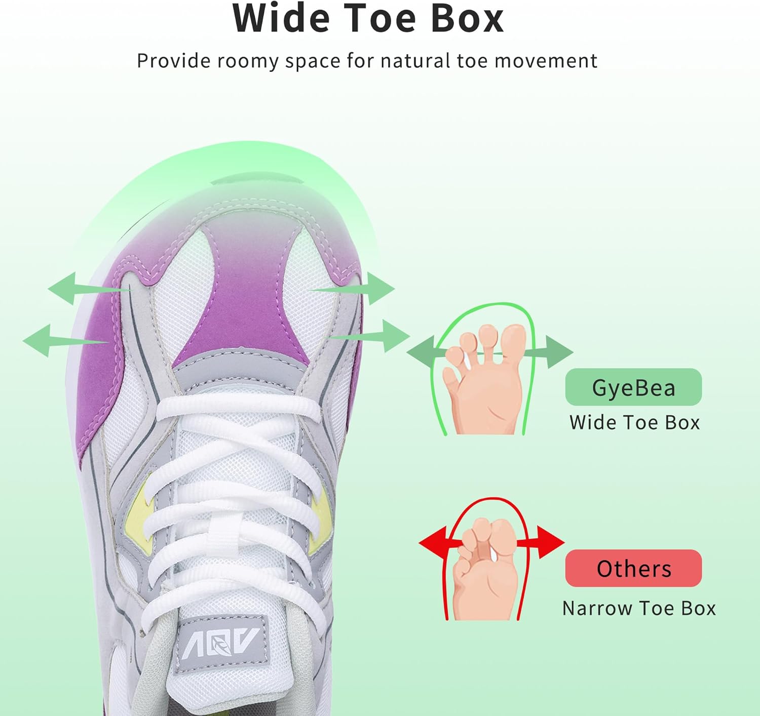 Wide Toe Box Shoes Women Arch Support Walking Sneakers Orthotic Tennis Shoes for Plantar Fasciitis Bunions GrayPurple Size 10 - Image 2