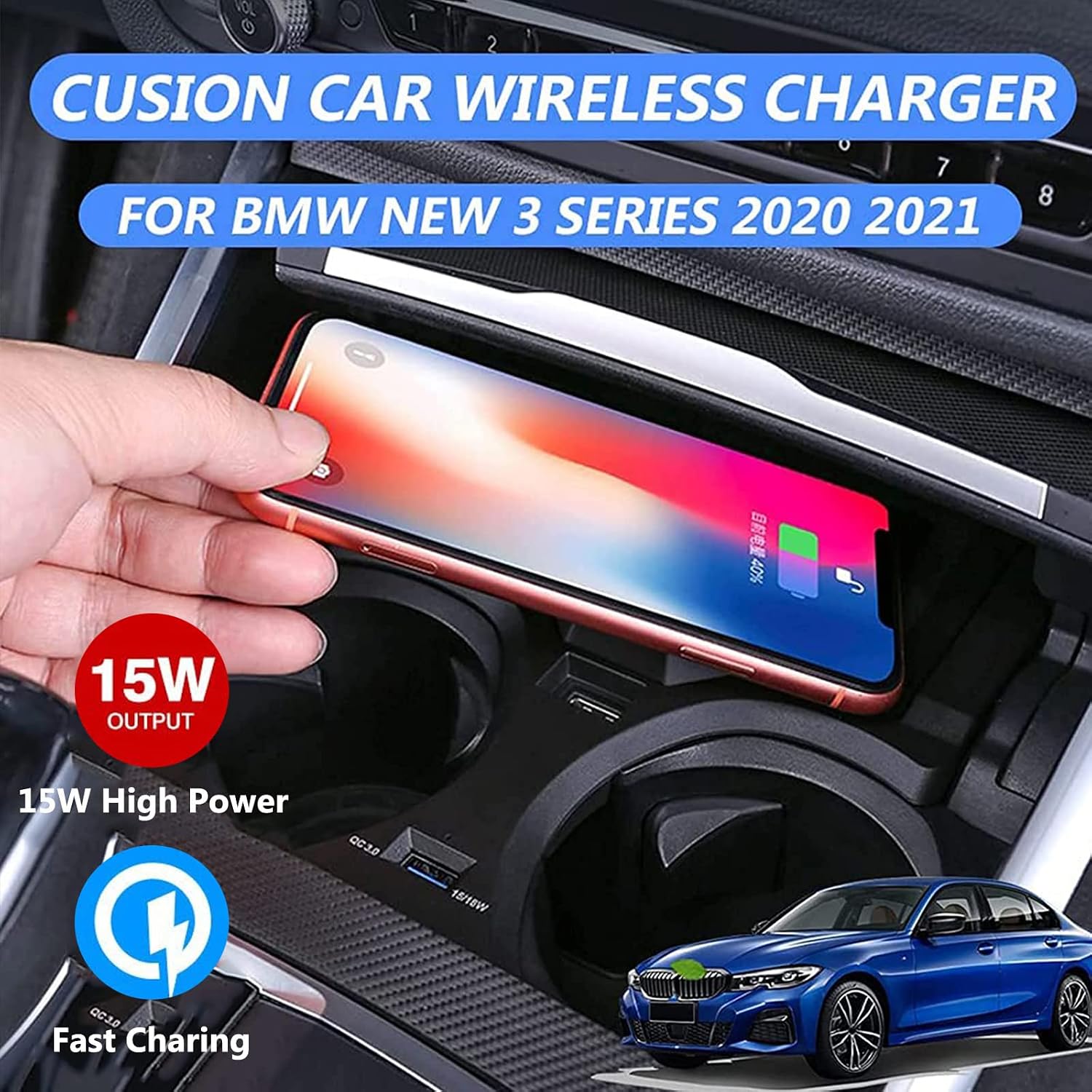 inbekea center console wireless charger trayupgrade 10w fast wireless chargerfor bm w 34 series 2021 2022 car wireless charger accessoriesforand