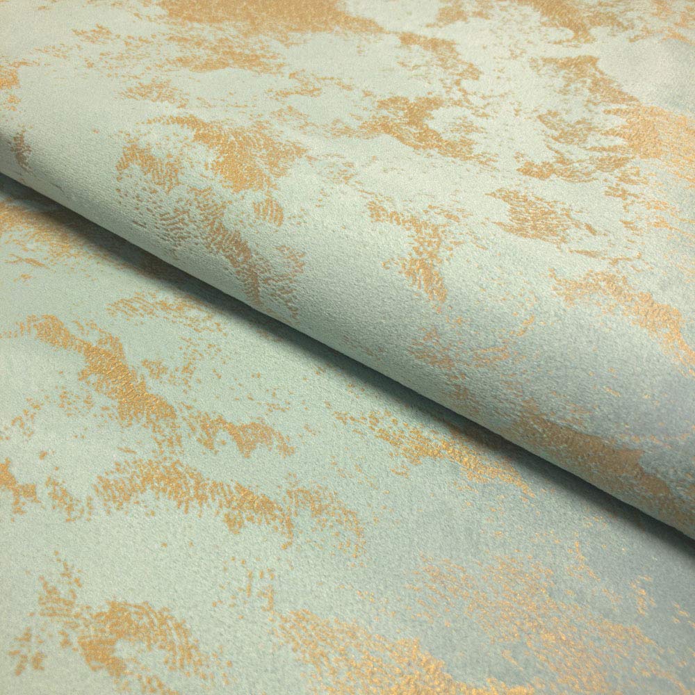 Upholstery Fabric - Avalon Jade Green & Gold - Marble Velvet Curtain Cushion Fabric Material
