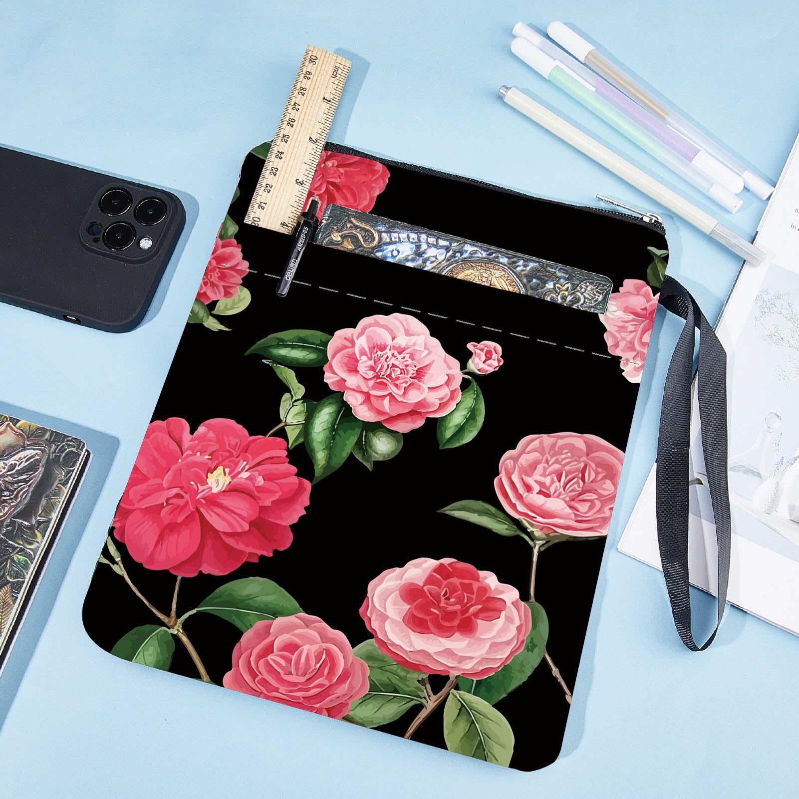 Craspire Housse De Protection Pour Livre Avec Fermeture Éclair Et Poche