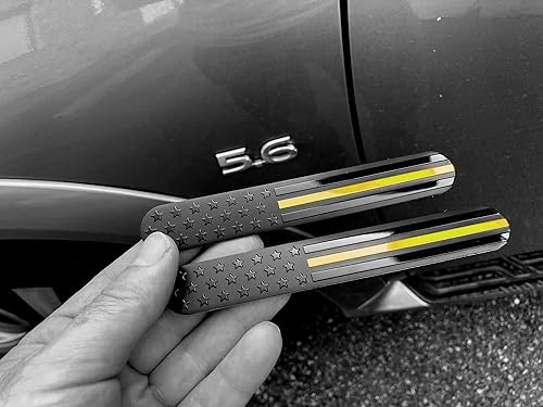 Miniatura 2 de eVerHITCH Emblema de guardabarros de metal con bandera estadounidense de Estados Unidos para automóviles y camiones, paquete de 2 (6 x 1 pulgada,