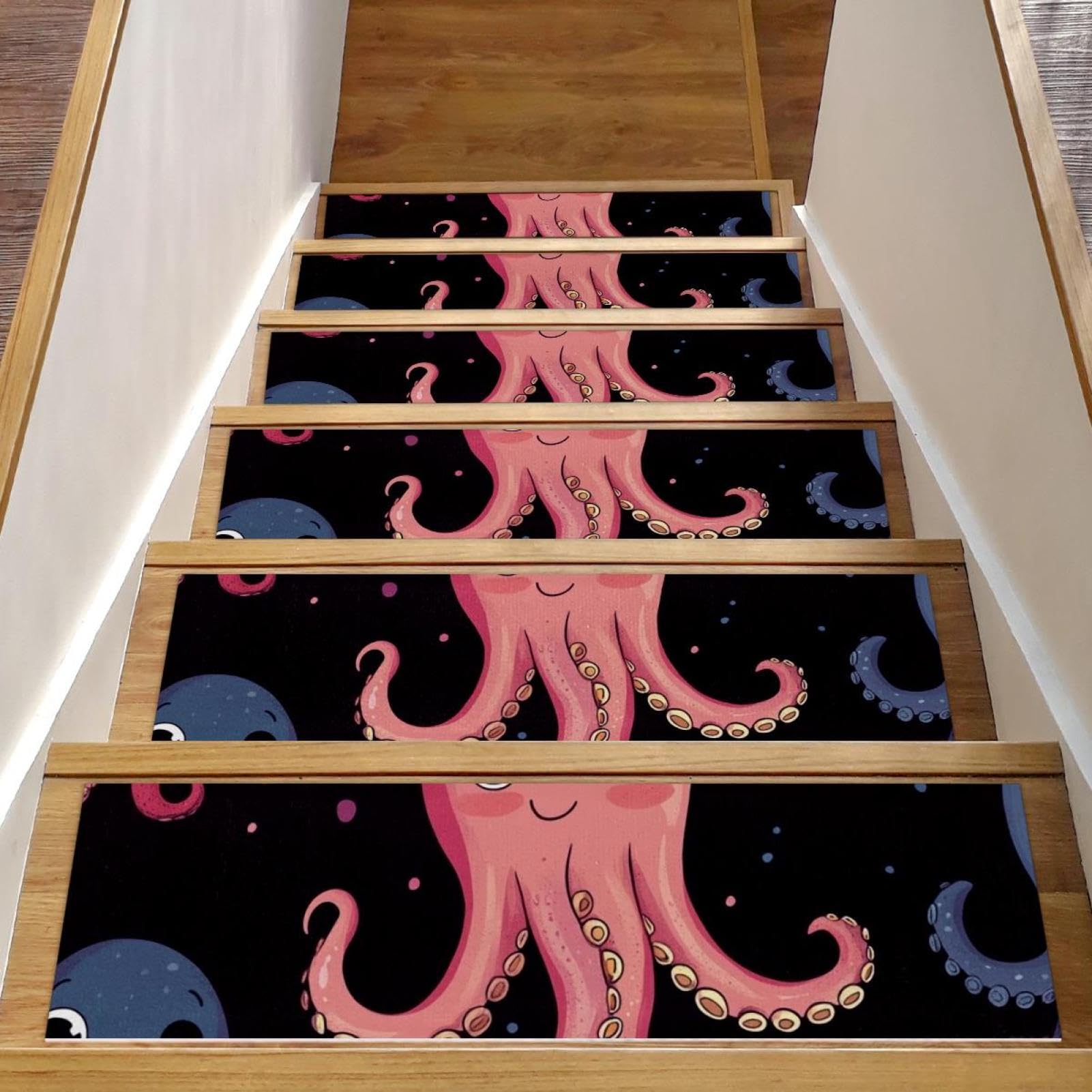 Tapis d'escalier antidérapants pour protéger vos enfants motif calamar x15