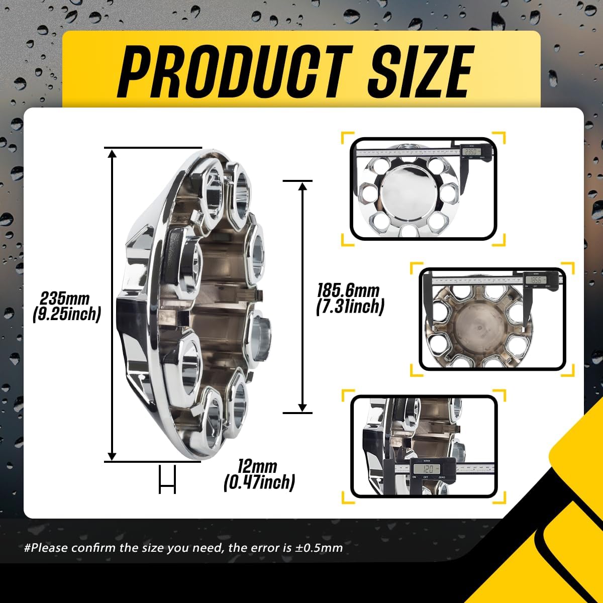 2Pcs Wheel Center Caps for 2015-2019 Sierra 2500 Denali 20" 10 Slot Wheel Rim 235mm(9.25in) Chrome Hub Cap, Replacement 22909152 22910733 Wheel Cover