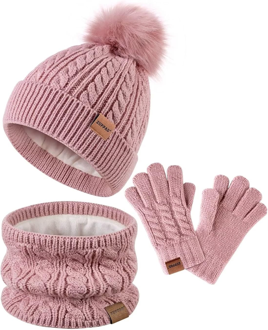 Kids Winter Hat Gloves Scarf Set,Girls Toddler Children Hats Beanie with Pom Knit Neck Warmer Gaiter Mittens Fleece Lined Set : Clothing, Shoes & Jewelry