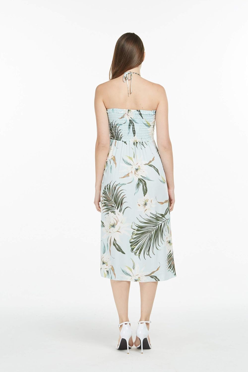 Couple Matching Hawaiian Luau Party Outfit Set Shirt Dress in Cream Rafelsia