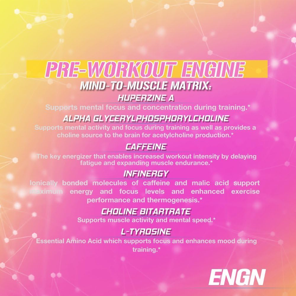 EVL Intense Pre Workout with Creatine - Pre Workout Powder Drink for Lasting Energy Focus and Recovery - ENGN Energizing Pre Workout for Men with Beta Alanine Caffeine and L Theanine - Pink Lemonade