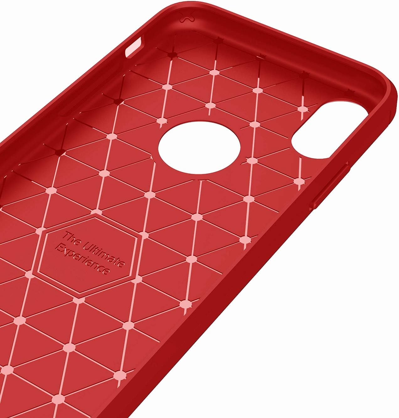 Kit Me Out World Carbon Series Case Designed for iPhone Xs Case, Full Matte Slim Fit Flexible TPU Minimal Durable Protection Case Cover Brushed Carbon Fiber Effect (Red)