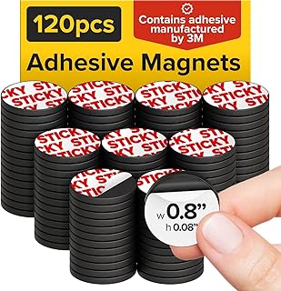 Peel-&-Stick Flexible Adhesive Magnets - 120 Magnetic Dots for Office Su...