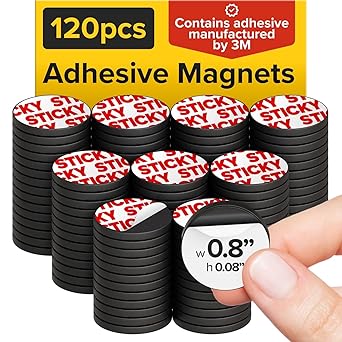 Peel-&-Stick Flexible Adhesive Magnets - 120 Magnetic Dots for Office Supplies, Whiteboard, Crafts, Fridge, School Projects