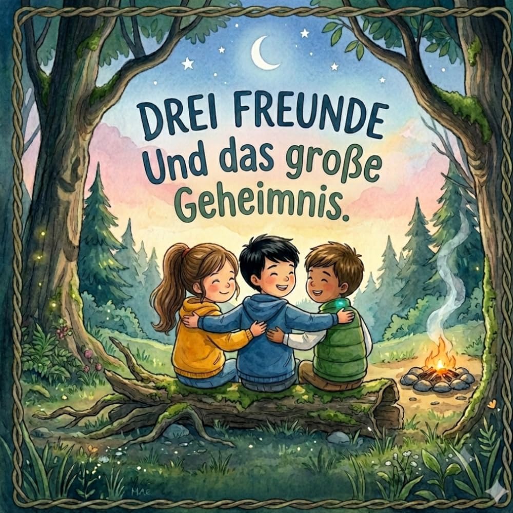 Drei Freunde und das große Geheimnis: Ein spannendes Abenteuer mit über 24 Seiten Text und Bildern über Mut, Freundschaft und das Rätsel des flüsternden Waldes
