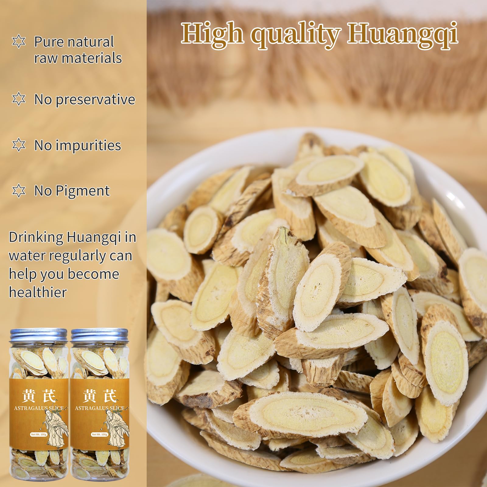 Astragalus Root Slices Tea Huang Qi - Premium Chinese Herb (200g/7oz) — Amazon image 5