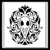 Vista 1 de Plantilla decorativa de damasco floral de calavera gótica de cuervo de 11 x 12 pulgadas.