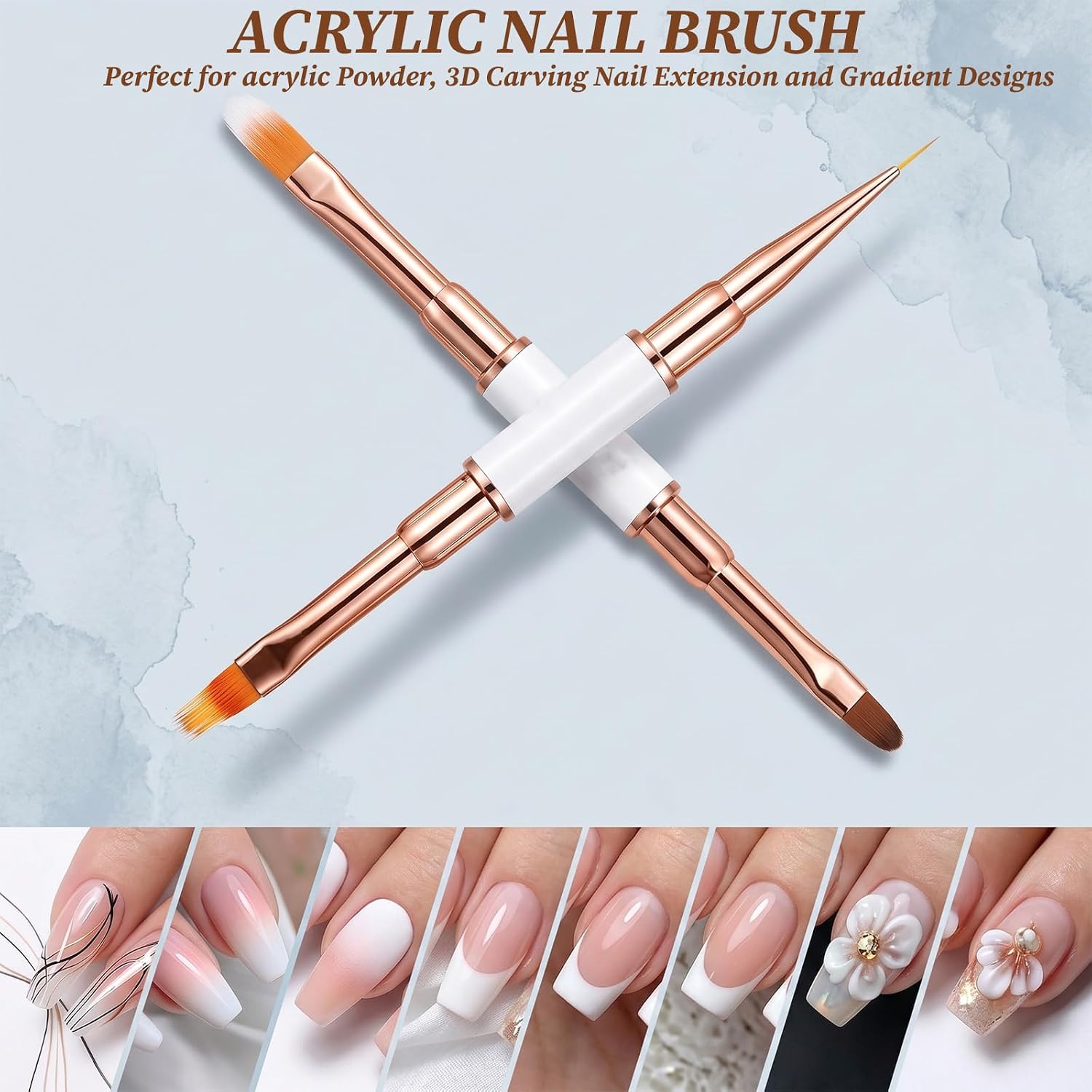 Gjinxi 6pcs Nail Art Brushes Set Double-Ended Dotting Nail Liner Details Brush Kits Professional 3D Design Pen Painting Tools for Long Lines Ombre at Home DIY Manicures Application Salon Beginners image 5