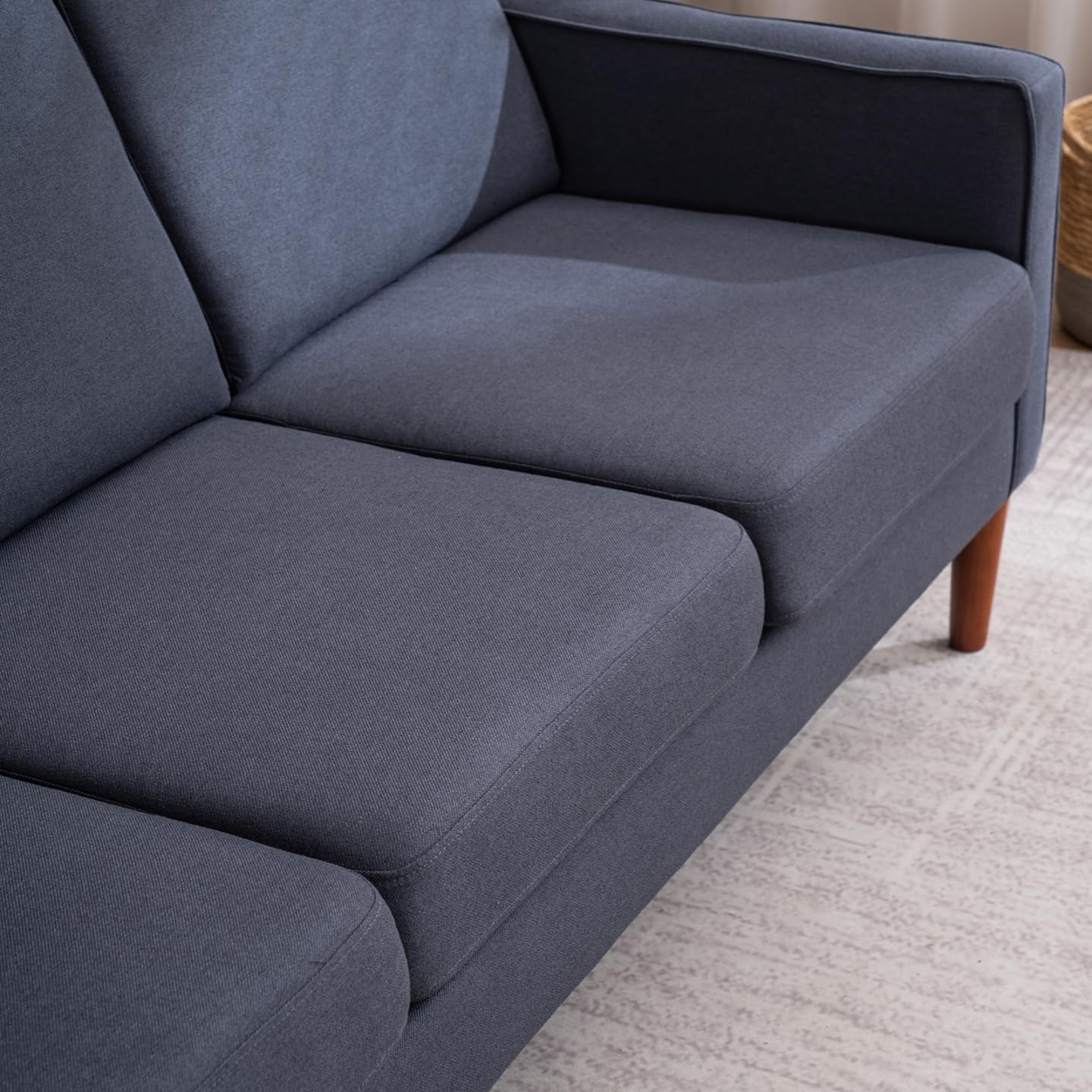 i-POOK 71.3" Sectional Couch, 3 Seat Couch with 5.5" Soft Seat Cushion and Wood Frame, Mid-Century Modern Love Seat Couch for Living Room, Bedroom, Dark Grey