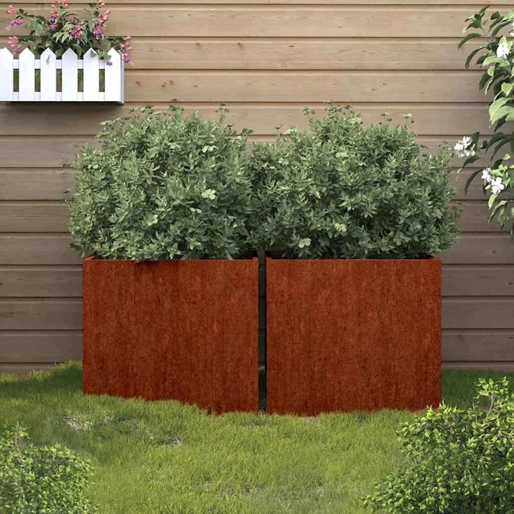 Macetero de acero corten, 2 unidades, 42 x 40 x 39 cm