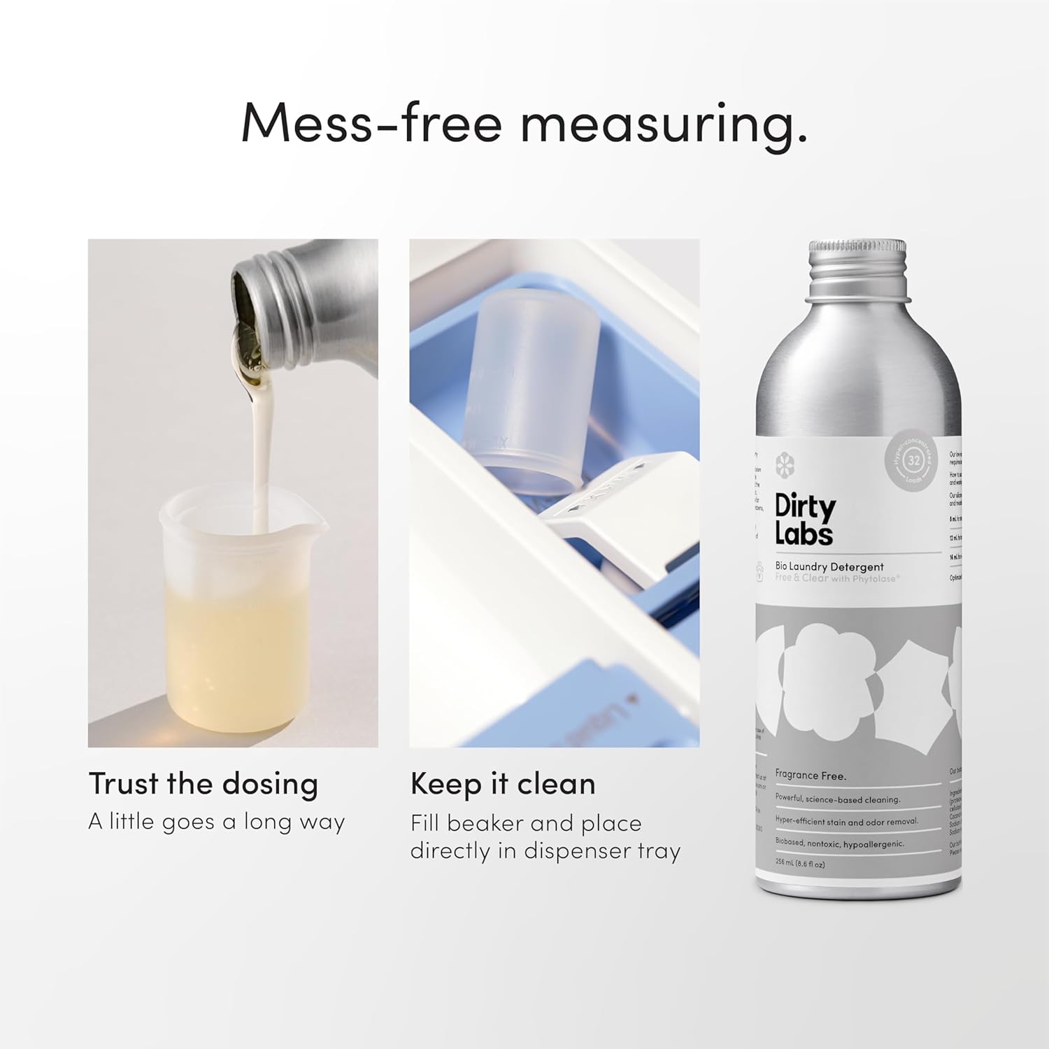 Dirty Labs | Bio-Liquid Laundry Gentle Starter Kit | Free & Clear & Delicates | 2x 32 Loads (8.6 fl oz) | Hyper-Concentrated | High Efficiency & Standard Machine Washing | Nontoxic, Biodegradable