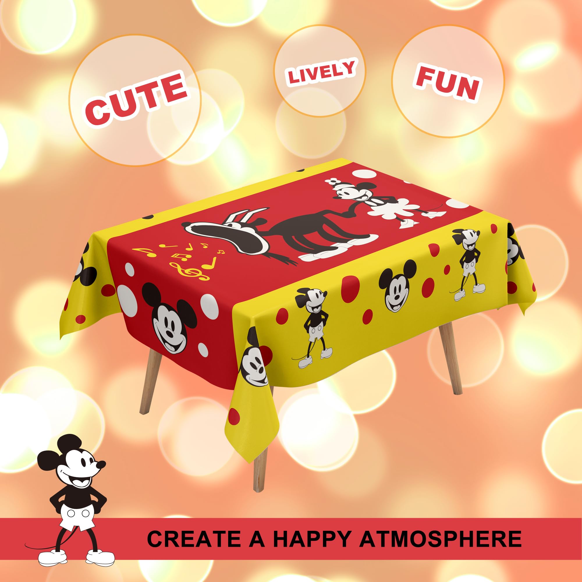 Cuteiush Mouse Party Tablecloth – 84x60 Inch Waterproof Rectangle Table Cover With Polka Dots For Birthday Decor - View #13