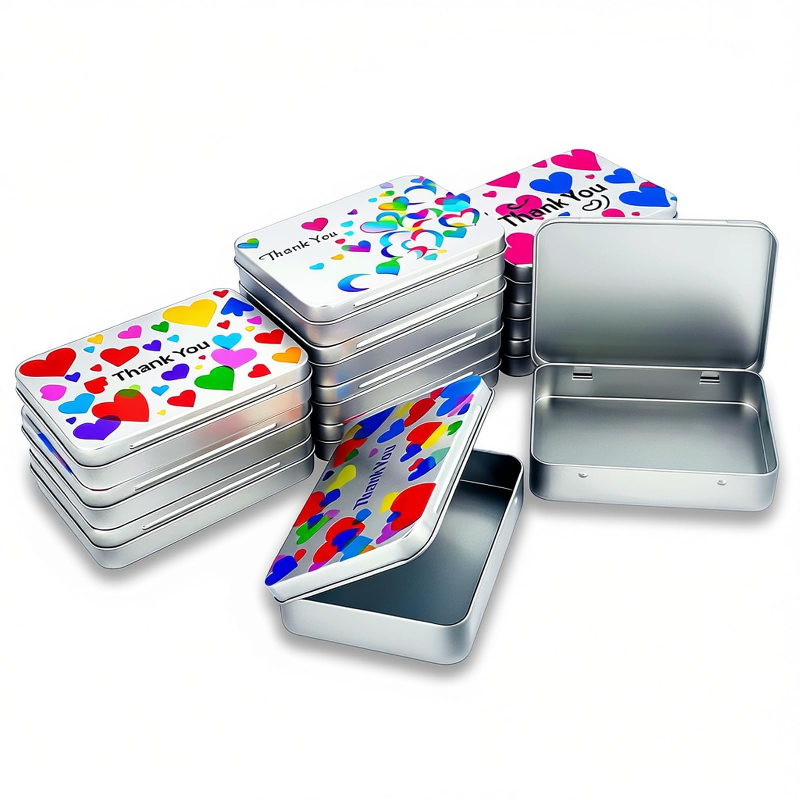 Boîtes cadeaux en métal argenté avec couvercle boîte de rangement rectangulaire x12