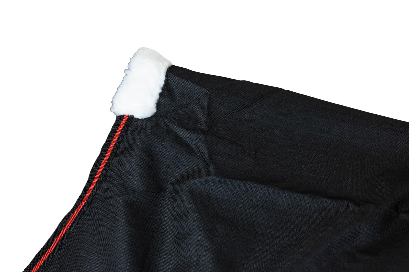 RL24 - Weidedecke 600D Basicline – Schwarz/Rot 115cm (Polarfleecefutter) | Regendecke & Übergangsdecke – Wind- & wasserdichte Outdoordecke mit Innenfutter & Kreuzbegurtung – Pferdedecke