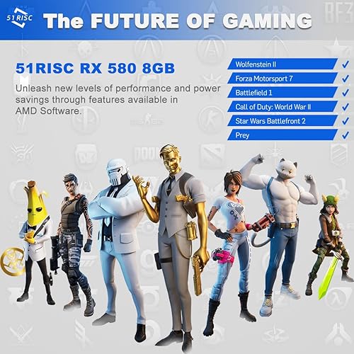 Miniatura 3 de 51RISC Tarjeta gráfica Radeon RX 580 de 8 GB, GDDR5 256 bits 2048SP VR Ready DisplayPort HDMI DVI-D Tarjeta de video para juegos (RX 580 8 GB)