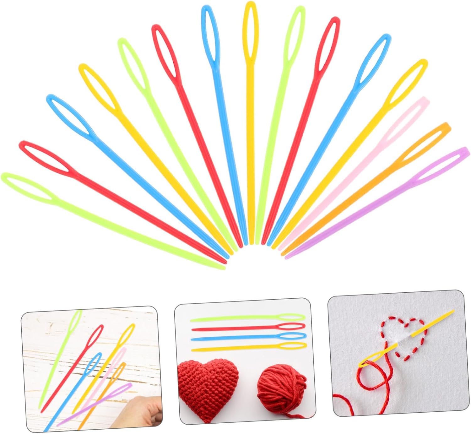 UTHCLO 40pcs Large Eye Plastic Sewing Needles for Kids Crafts Mixed Color Blunt Tip Needles 7cm and 9cm Size for Weaving